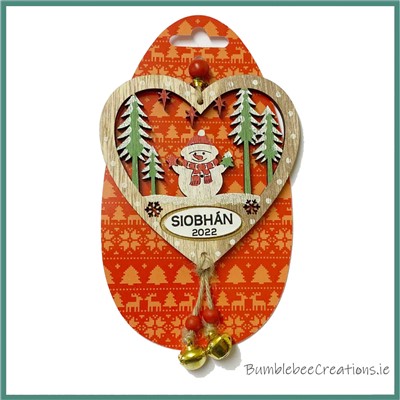 Nordic Wooden Tree Decoration : Snowman